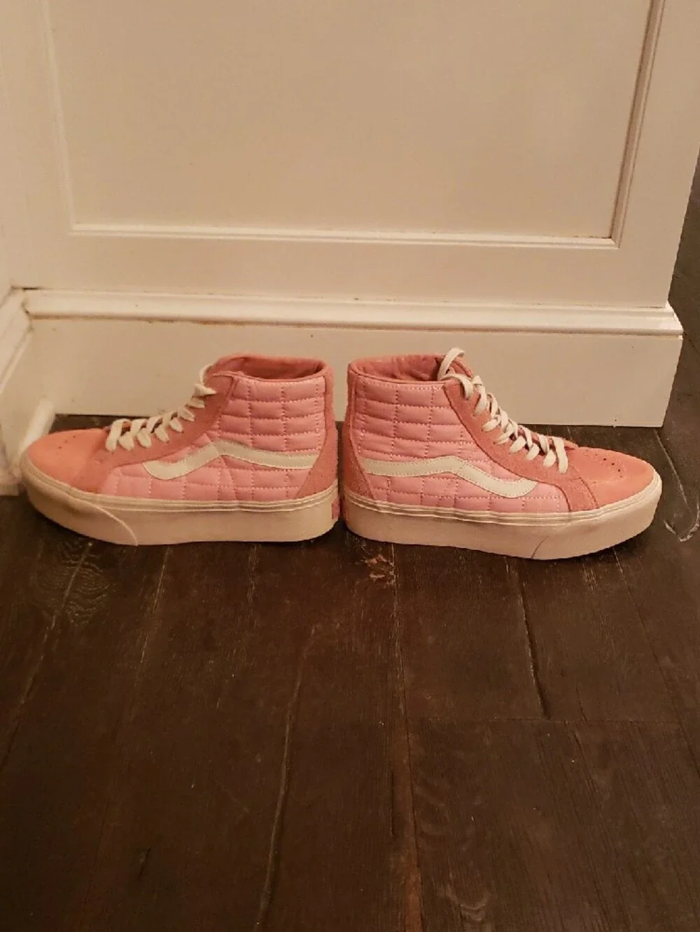 Vans Quilted Pink High-Top Platform Sneakers